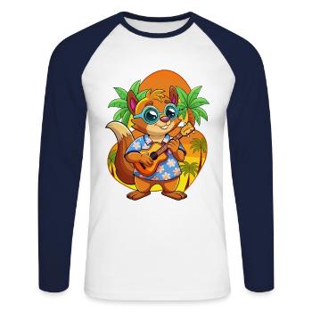 Lunettes de soleil de plage d’été de dessin animé drôle d’écureuil - T-shirt baseball manches longues Homme - blanc/marine - Devant - Nik (191cm)