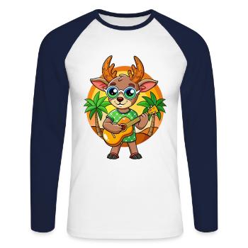 Lunettes de soleil de plage d’été de dessin animé drôle d’antilope - T-shirt baseball manches longues Homme - blanc/marine - Devant - Nik (191cm)