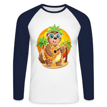Funny Groundhog Cartoon Summer Beach Sunglasses - Unisex Long Sleeve Baseball T-Shirt - white/navy - Front - Nik (191cm)