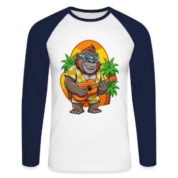 Lunettes de soleil de plage d’été de dessin animé de gorille drôle - T-shirt baseball manches longues Homme - blanc/marine - Devant - Nik (191cm)