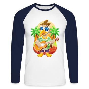 Lunettes de soleil de plage d’été Pelican Cartoon drôle - T-shirt baseball manches longues Homme - blanc/marine - Devant - Nik (191cm)