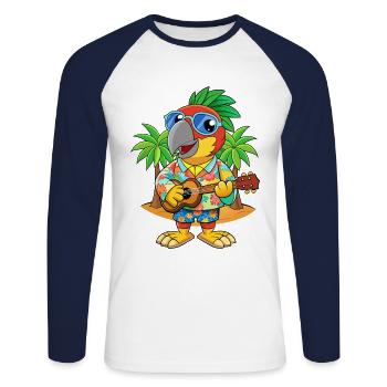 Lunettes de soleil de plage d’été de dessin animé de perroquet drôle - T-shirt baseball manches longues Homme - blanc/marine - Devant - Nik (191cm)