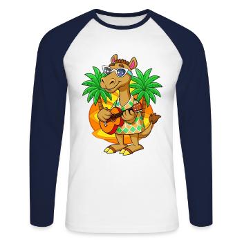Lustige Kamel Cartoon Sommer Strand Sonnenbrille Gitarre - Unisex Baseballshirt langarm - Weiß/Navy - Vorne - Nik (191cm)