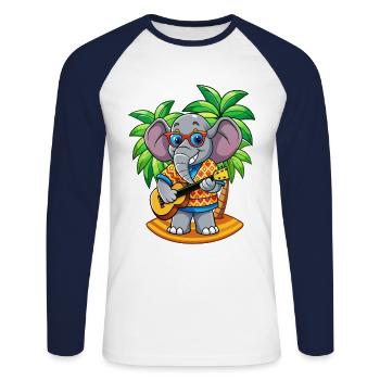 Funny Elephant Cartoon Summer Beach Sunglasses - Unisex Long Sleeve Baseball T-Shirt - white/navy - Front - Nik (191cm)
