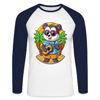Drôle Panda Dessin Animé Plage D’été Lunettes De Soleil Guitare - T-shirt baseball manches longues Homme - blanc/marine - Devant - Nik (191cm)