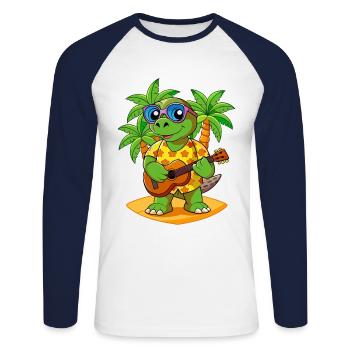 Lustige Schildkröte Cartoon Sommer Strand Sonnenbrille - Unisex Baseballshirt langarm - Weiß/Navy - Vorne - Nik (191cm)