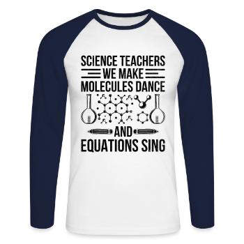 Professeur de sciences Professeur d’école Biologie Chimie P - T-shirt baseball manches longues Homme - blanc/marine - Devant - Nik (191cm)