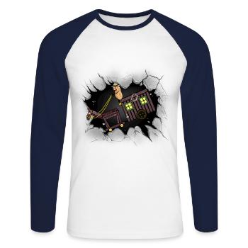 Peanut Adventure Expedition Travel Carriage Horse - Unisex Long Sleeve Baseball T-Shirt - white/navy - Front - Nik (191cm)