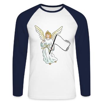 Ange Gardien Ange Drapeau Blanc Paix Paix - T-shirt baseball manches longues Homme - blanc/marine - Devant - Nik (191cm)