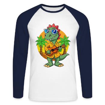 Funny Dinosaur Cartoon Summer Beach Sunglasses - Unisex Long Sleeve Baseball T-Shirt - white/navy - Front - Nik (191cm)