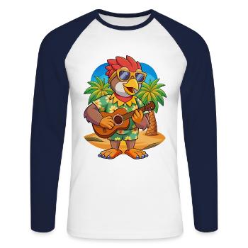 Lunettes de soleil Funny Hawk Summer Beach Hawaïen - T-shirt baseball manches longues Homme - blanc/marine - Devant - Nik (191cm)