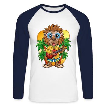 Lunettes de soleil de plage d’été de dessin animé de babouin drôle - T-shirt baseball manches longues Homme - blanc/marine - Devant - Nik (191cm)