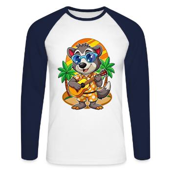 Lunettes de soleil drôle blaireau dessin animé plage d’été - T-shirt baseball manches longues Homme - blanc/marine - Devant - Nik (191cm)