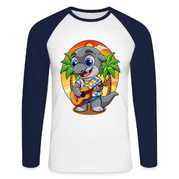 Lunettes de soleil de plage d’été de dessin animé de dauphin drôle - T-shirt baseball manches longues Homme - blanc/marine - Devant - Nik (191cm)