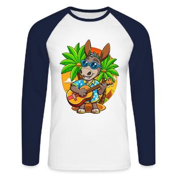 Funny Donkey Cartoon Summer Beach Sunglasses - Unisex Long Sleeve Baseball T-Shirt - white/navy - Front - Nik (191cm)