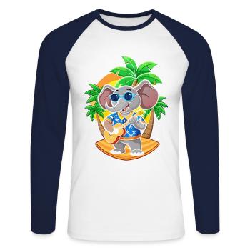 Funny Elephant Cartoon Summer Beach Sunglasses - Unisex Long Sleeve Baseball T-Shirt - white/navy - Front - Nik (191cm)
