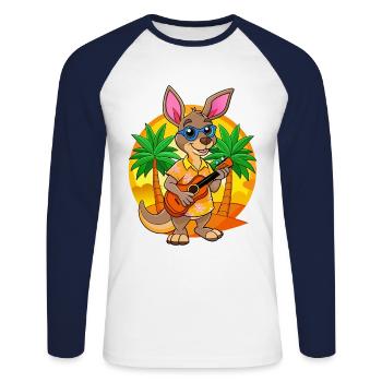 Funny Kangaroo Summer Beach Sunglasses Hawaiian - Unisex Long Sleeve Baseball T-Shirt - white/navy - Front - Nik (191cm)