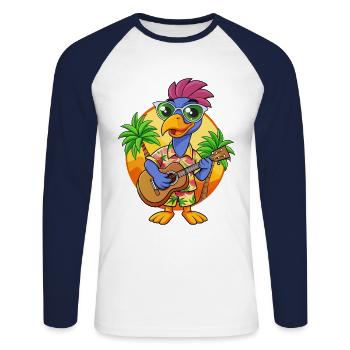 Funny Emu Cartoon Summer Beach Lunettes de soleil guitare - T-shirt baseball manches longues Homme - blanc/marine - Devant - Nik (191cm)