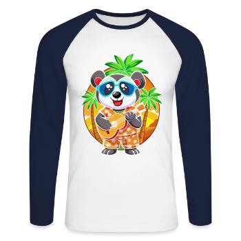 Drôle Panda Dessin Animé Plage D’été Lunettes De Soleil Guitare - T-shirt baseball manches longues Homme - blanc/marine - Devant - Nik (191cm)