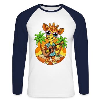 Lunettes de soleil de plage d’été de dessin animé girafe drôle - T-shirt baseball manches longues Homme - blanc/marine - Devant - Nik (191cm)