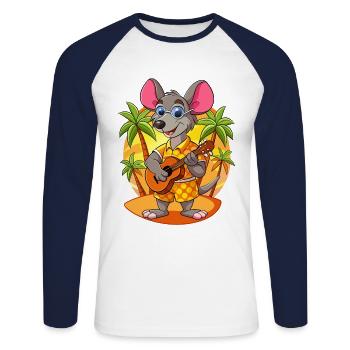 Lustige Ratte Sommer Strand Sonnenbrille Hawaiianisch - Unisex Baseballshirt langarm - Weiß/Navy - Vorne - Nik (191cm)