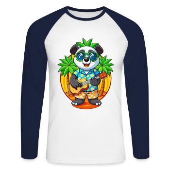 Lunettes de soleil drôle panda plage d’été hawaïen - T-shirt baseball manches longues Homme - blanc/marine - Devant - Nik (191cm)