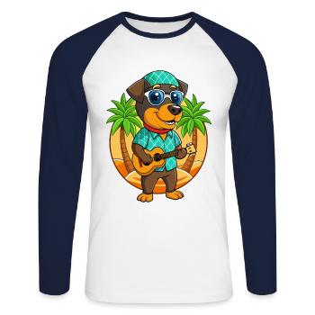 Drôle de Rottweiler Chien Lunettes de soleil de plage d’été - T-shirt baseball manches longues Homme - blanc/marine - Devant - Nik (191cm)