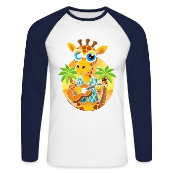 Funny Giraffe Summer Beach Sunglasses Hawaiian - Unisex Long Sleeve Baseball T-Shirt - white/navy - Front - Nik (191cm)
