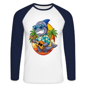 Lunettes de soleil de plage d’été de phoque drôle hawaïen - T-shirt baseball manches longues Homme - blanc/marine - Devant - Nik (191cm)