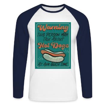 Hot Dog Adulte Vintage Rétro - T-shirt baseball manches longues Homme - blanc/marine - Devant - Nik (191cm)