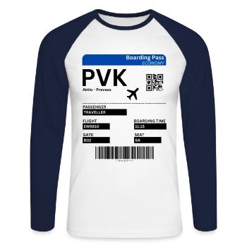 Carte d’embarquement Preveza Aktio Grèce Vacances - T-shirt baseball manches longues Homme - blanc/marine - Devant - Nik (191cm)