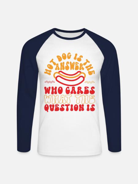 Hotdog voksen hotdog er - Langærmet herre-baseballshirt - hvid/marineblå