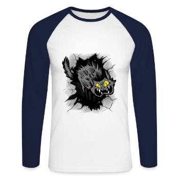 Halloween Katze Katzen Kätzchen - Unisex Baseballshirt langarm - Weiß/Navy - Vorne - Nik (191cm)