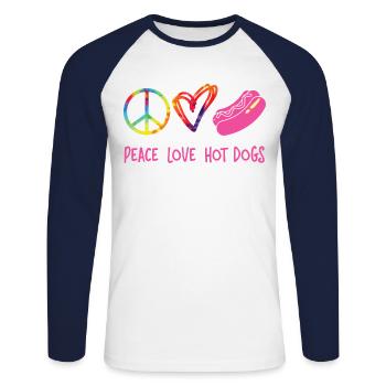 Hot Dog Adulte Tie Dye Peace Love - T-shirt baseball manches longues Homme - blanc/marine - Devant - Nik (191cm)