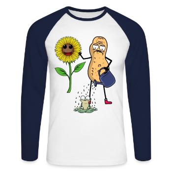 Hobbygärtner Garten Frosch Sonnenblume Blume - Unisex Baseballshirt langarm - Weiß/Navy - Vorne - Nik (191cm)