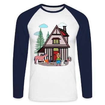 Agriculteur d’arachides Fermier Fermier Enfants Enfant - T-shirt baseball manches longues Homme - blanc/marine - Devant - Nik (191cm)
