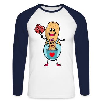 Erdnuss Mutter Mutti Mama Baby Nuss - Unisex Baseballshirt langarm - Weiß/Navy - Vorne - Nik (191cm)