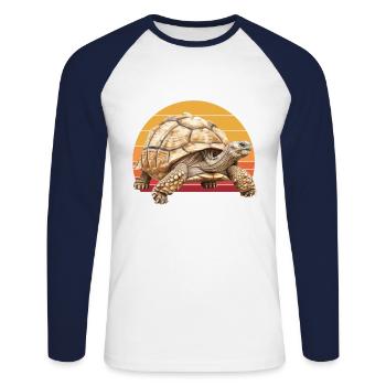 African Sulcata Tortoise - Unisex Baseballshirt langarm - Weiß/Navy - Vorne - Nik (191cm)