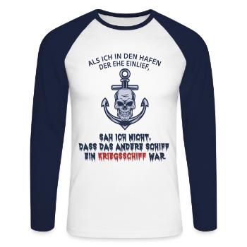 Scheidung - Unisex Baseballshirt langarm - Weiß/Navy - Vorne - Nik (191cm)