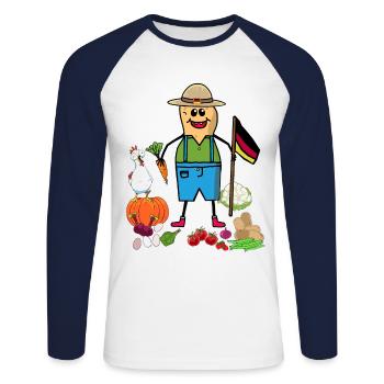 Peanut Farmer Farmers Vegetables Germany Flag - Unisex Long Sleeve Baseball T-Shirt - white/navy - Front - Nik (191cm)
