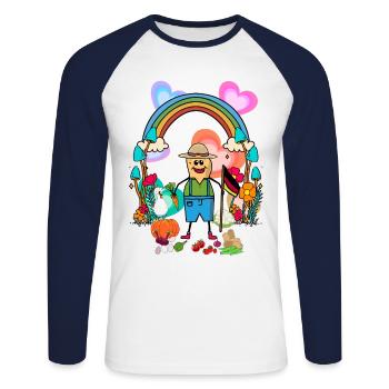 Peanut Farmer Farmers Germany Flags Vegetables - Unisex Long Sleeve Baseball T-Shirt - white/navy - Front - Nik (191cm)