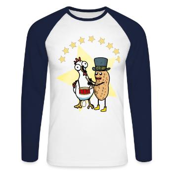 Erdnuss Huhn bändigen Domteur Zirhus Ei Trommel - Unisex Baseballshirt langarm - Weiß/Navy - Vorne - Nik (191cm)