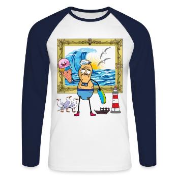 peanut funny ready for holiday bankruptcy home holidays - Unisex Long Sleeve Baseball T-Shirt - white/navy - Front - Nik (191cm)