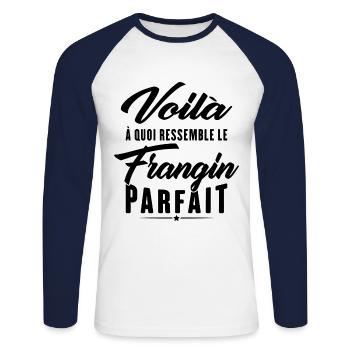So sieht der perfekte Bruder aus - Unisex Baseballshirt langarm - Weiß/Navy - Vorne - Nik (191cm)