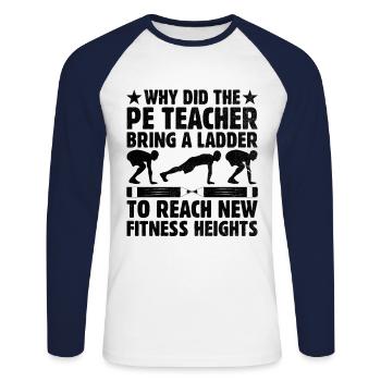 Physical Education Teacher PE Teachers School Spor - Unisex Long Sleeve Baseball T-Shirt - white/navy - Front - Nik (191cm)