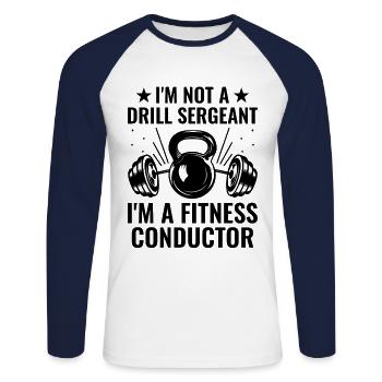 Professeur d’éducation physique Professeurs d’éducation physique École Spor - T-shirt baseball manches longues Homme - blanc/marine - Devant - Nik (191cm)