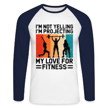 Professeur d’éducation physique Professeurs d’éducation physique École Spor - T-shirt baseball manches longues Homme - blanc/marine - Devant - Nik (191cm)