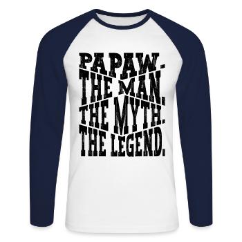 Papa Père Grand-père Idée Cadeau Papaw Disant Rétro - T-shirt baseball manches longues Homme - blanc/marine - Devant - Nik (191cm)