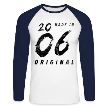 Made In 2006 Original Geburtstag Grunge Distressed - Unisex Baseballshirt langarm - Weiß/Navy - Vorne - Nik (191cm)