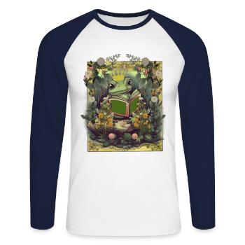 Frog Crown King Fairy Tale Kids Baby Animals - Unisex Long Sleeve Baseball T-Shirt - white/navy - Front - Nik (191cm)